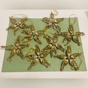 Earthflora Glittered Gold Bead Star Ornaments, sold as pictured